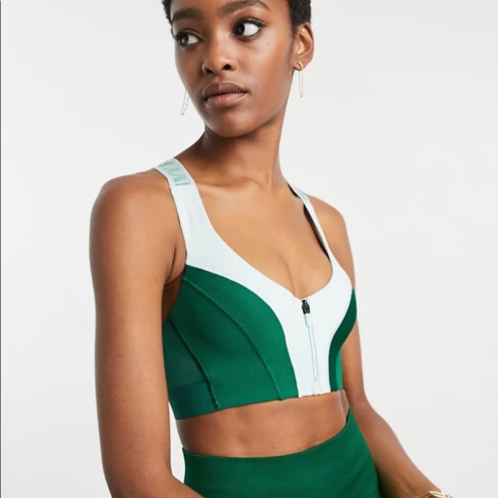 adidas x IVY PARK zip up bralet top in green tint